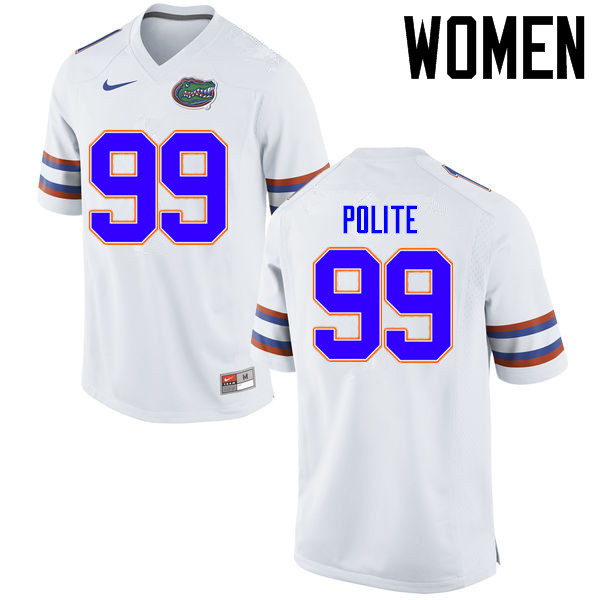 Women Florida Gators #99 Jachai Polite College Football Jerseys Sale-White - Click Image to Close